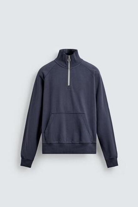 ZARA ТОЛСТОВКА С ВОРОТНИКОМ НА МОЛНИИ, СИНИЙ
