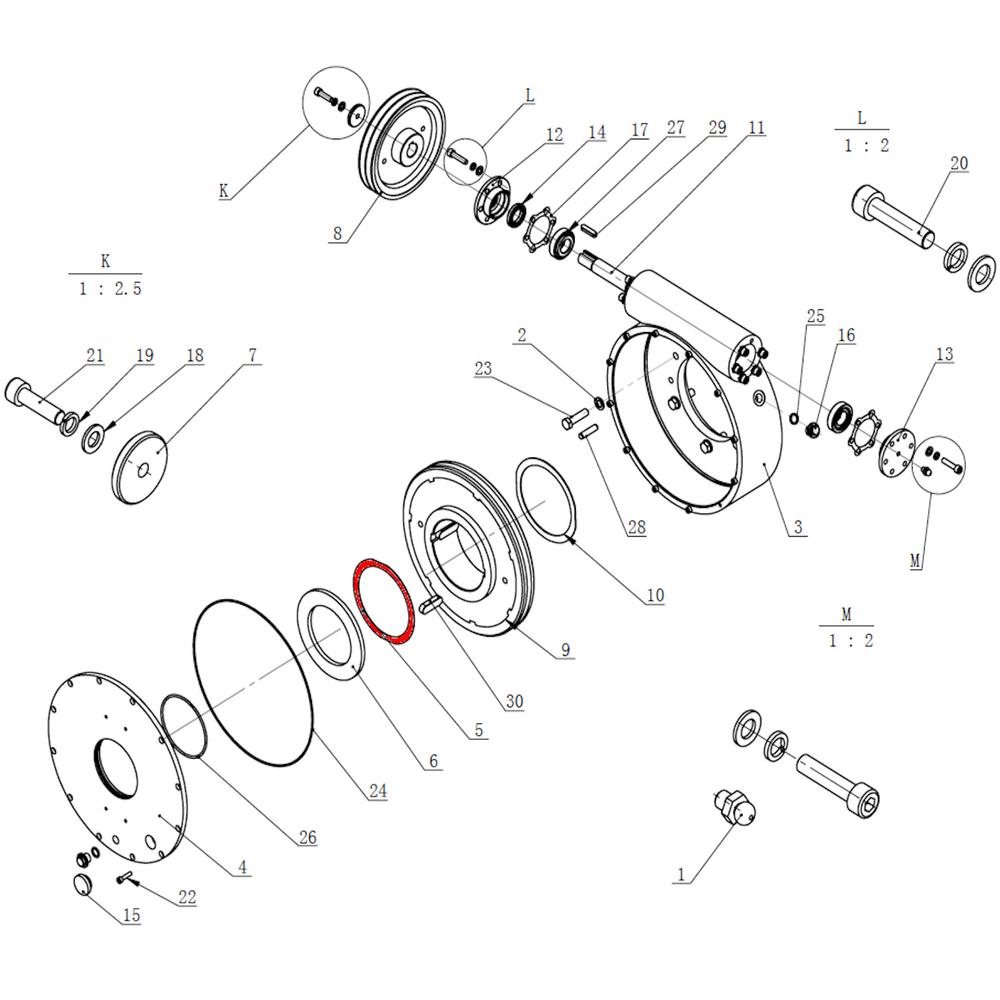 Шайба главного вала червячного редуктора V-57, V-57A (TC-20-1230013)
