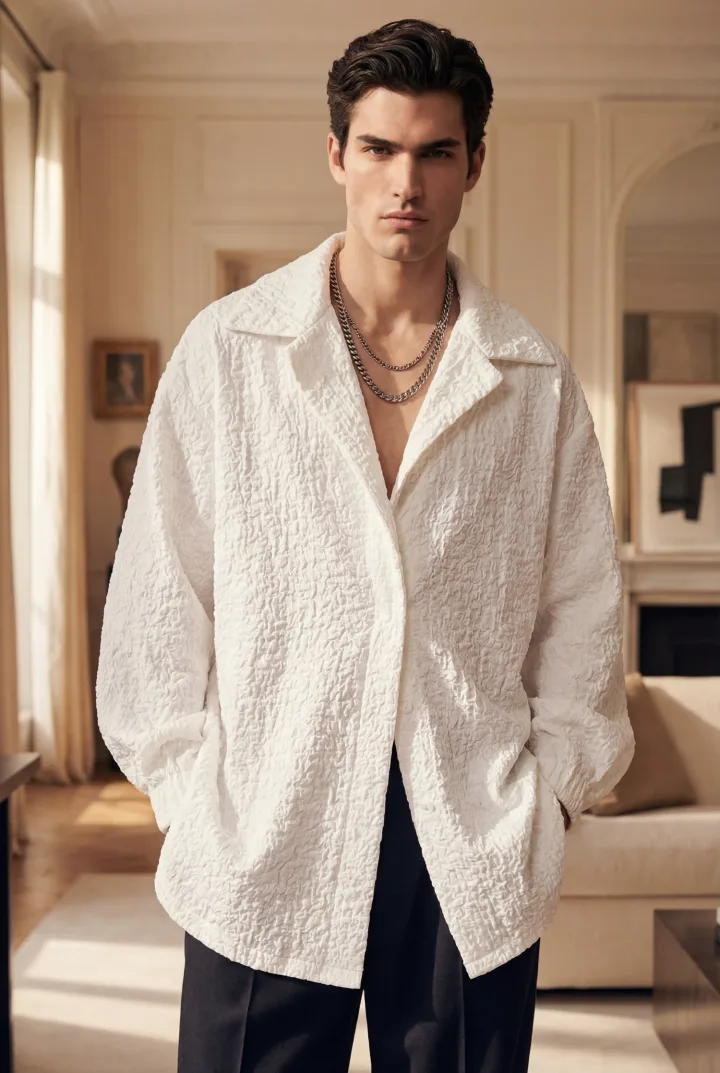 Свободная рубашка из жатой ткани «GROX»