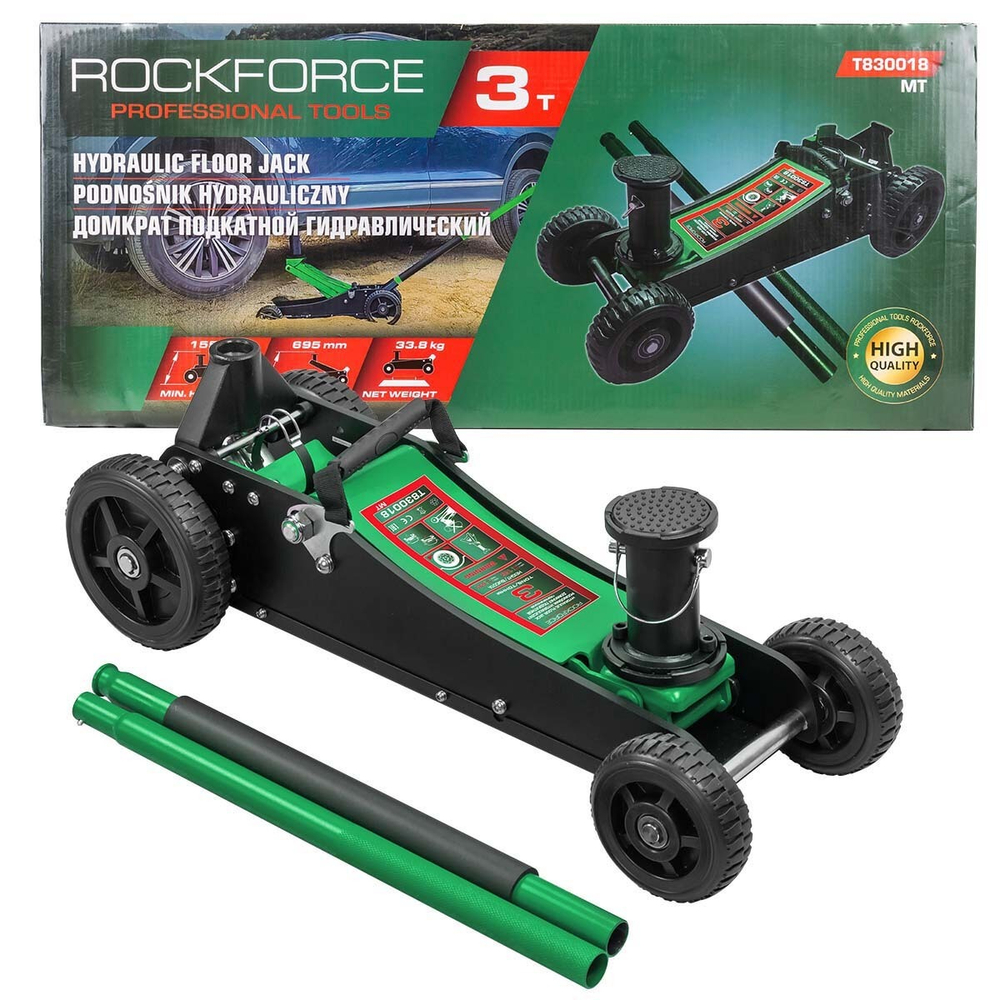 Домкрат подкатной гидравлический 3т (h min 155мм, h max 695мм) RockForce RF-T830018 MT