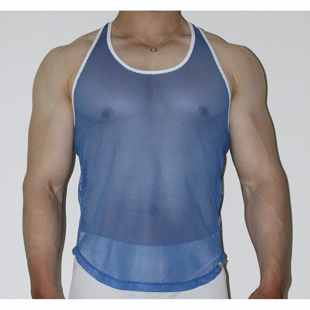 Синяя мужская сетчатая майка (Размер: M) (Цвет: синий)