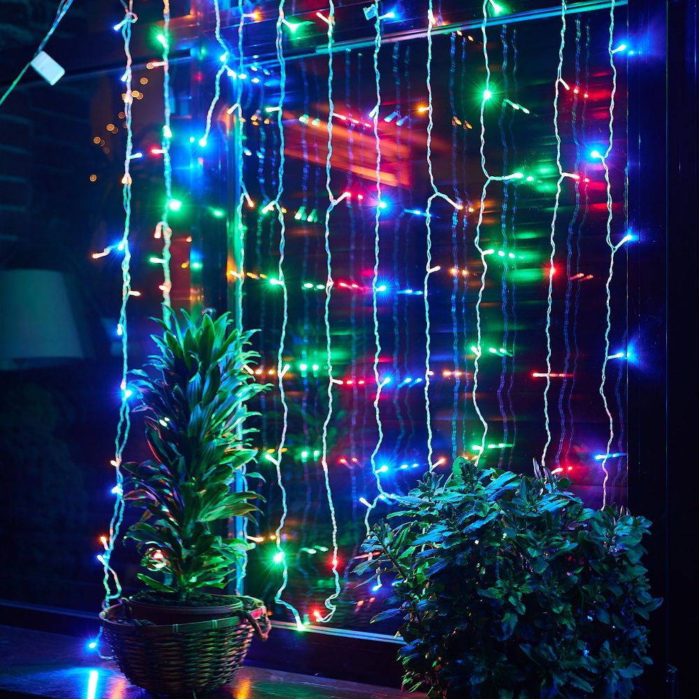 ULD-C2030-240-DTA MULTI IP20 Занавес светодиодный с контроллером. 3х2м. 240 светодиодов. Разноцветный свет. Провод прозрачный. TM Uniel.