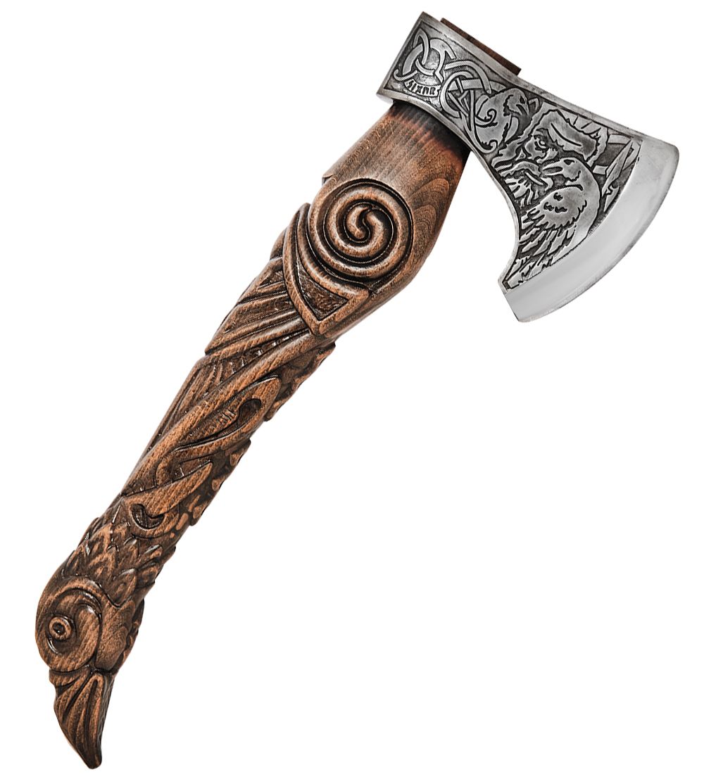 Секира Родослава TP-01 Топор большой с объемной резьбой «Ворон»