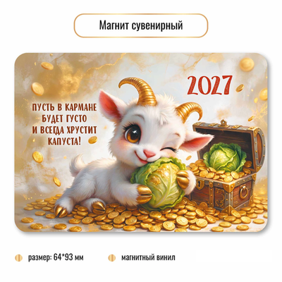 Магнит сувенирный 2027 символ года Капуста