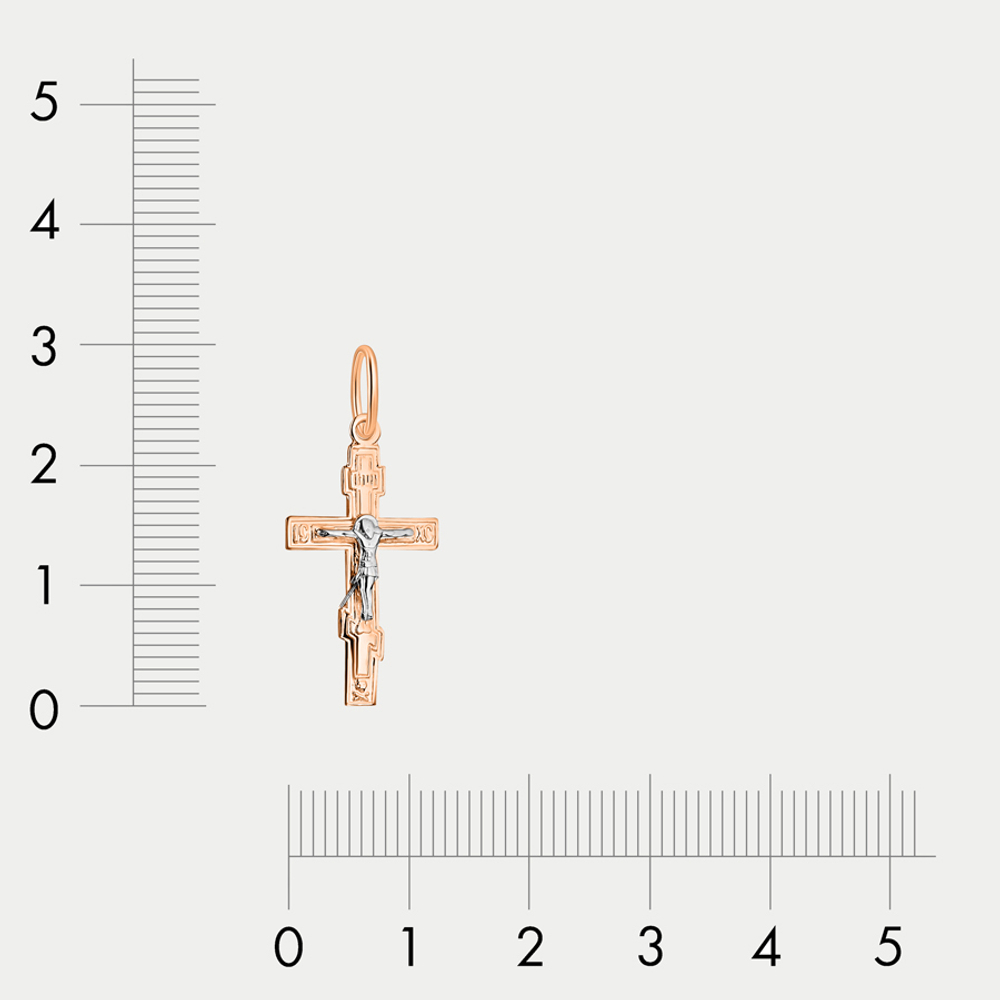 Крест женский православный из розового золота 585 пробы без вставок (арт. ПШ0014А)