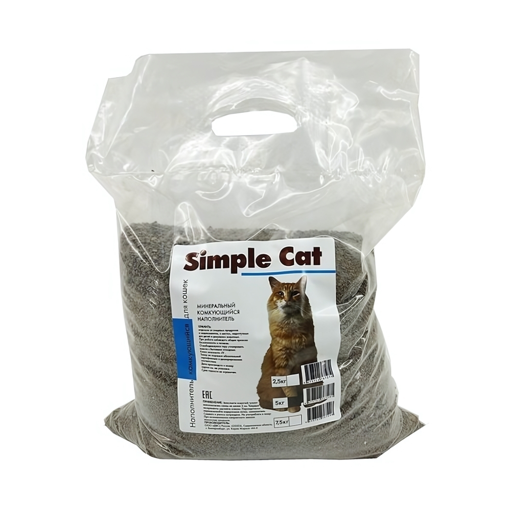 Наполнитель для кошачьего туалета минеральный впитыв. «Simple Cat» для короткош. кошек, 5 л