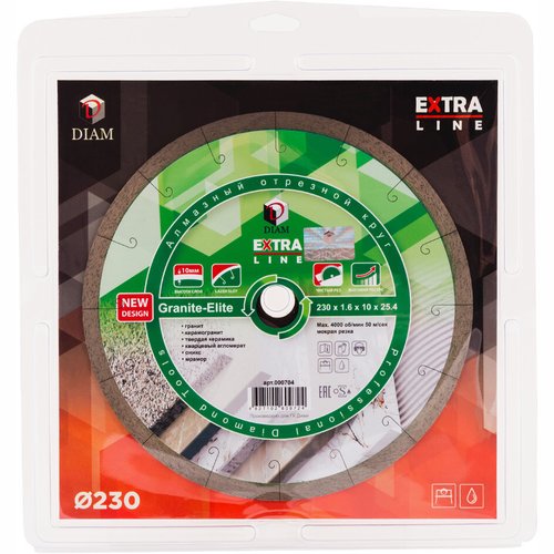 Диск алмазный DIAM 1A1R GRANITE-ELITE 230*25.4 мм сплошной   000704