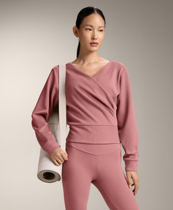 Oysho Толстовка Rib с запахом из модала Brushed, светло-розовый