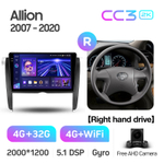 Teyes CC3 2K 9"для Toyota Allion 2007-2020 (прав)
