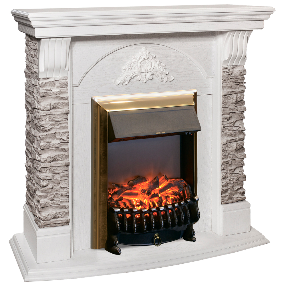 Каминокомплект Real Flame Athena GR WT с очагом Fobos Lux Brass