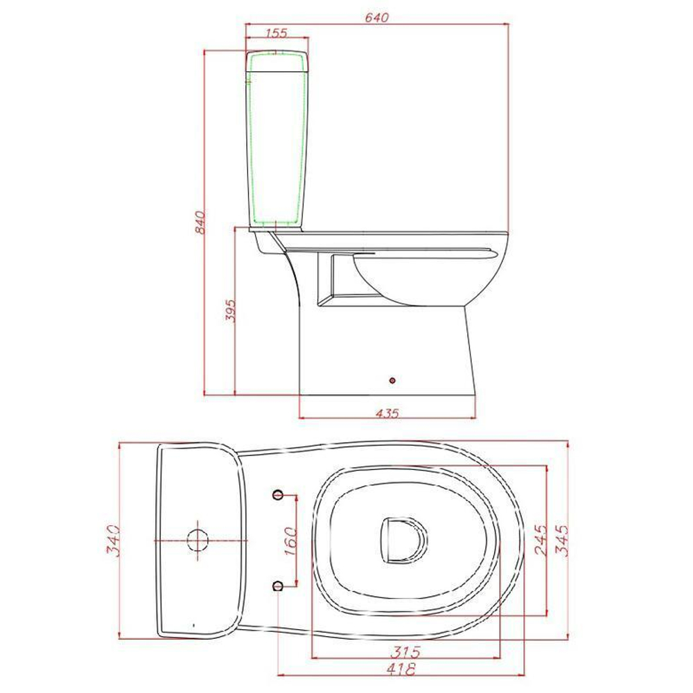 УНИТАЗ-КОМПАКТ КЕРАМИН АЛЬБАНО R СИДЕНЬЕ МС ИНКОЭР ОДНОРЕЖИМ ФАРФОР