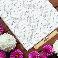 Ткань поплин простые веточки и листья