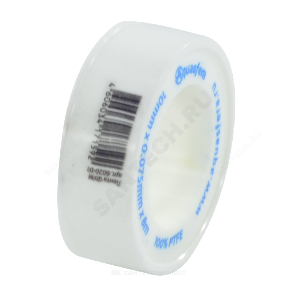 Лента ФУМ PTFE 6020 10ммх0,075ммх8м катушка среда: вода Aquasfera 6020-01