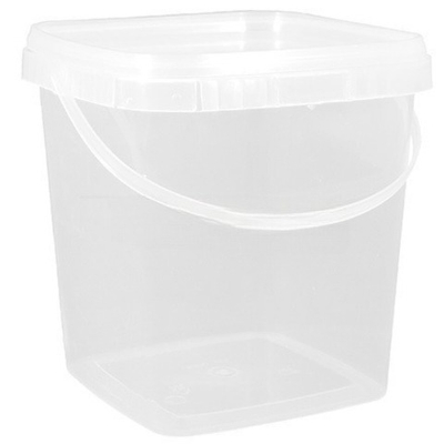 Ведро п/э с кр. 1,0 л квадратное (неокр) Инпласт (300 шт.) с ручкой