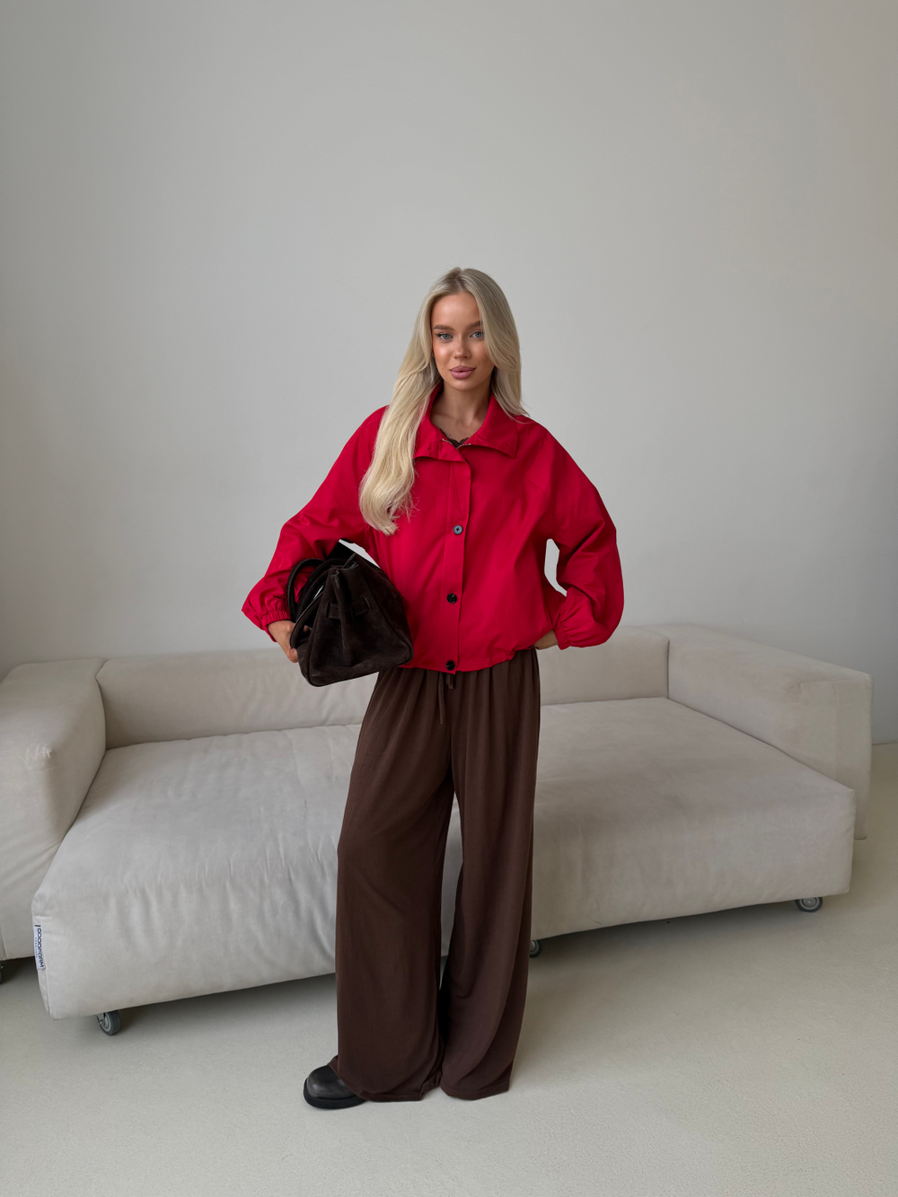 Тренч на молнии красный