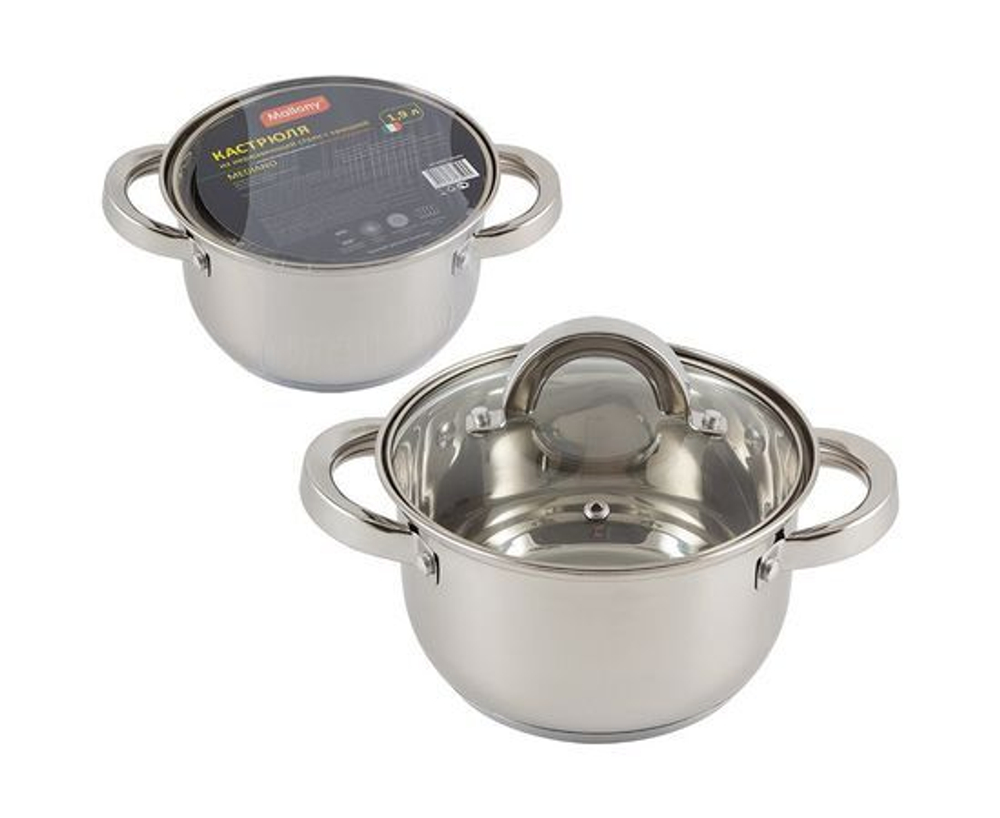 Кастрюля с крышкой Mallony Mediano, 1,9 л, 16*9,5 см