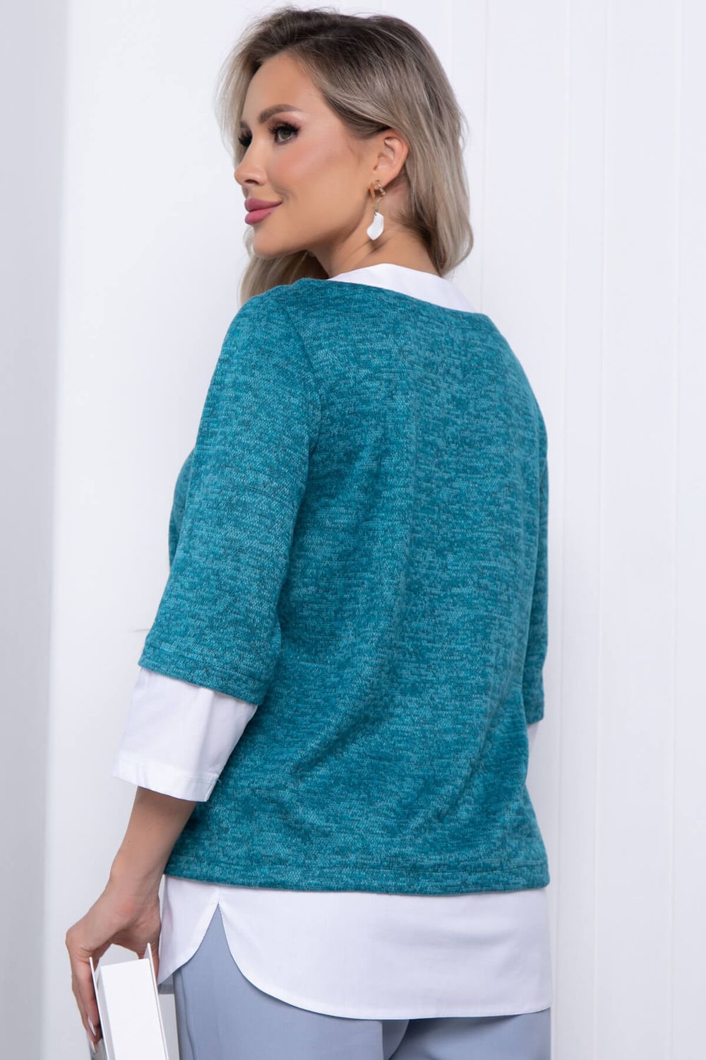 Джемпер "Нежный акцент" Б7252 (зеленое море) LT Collection (Акция)