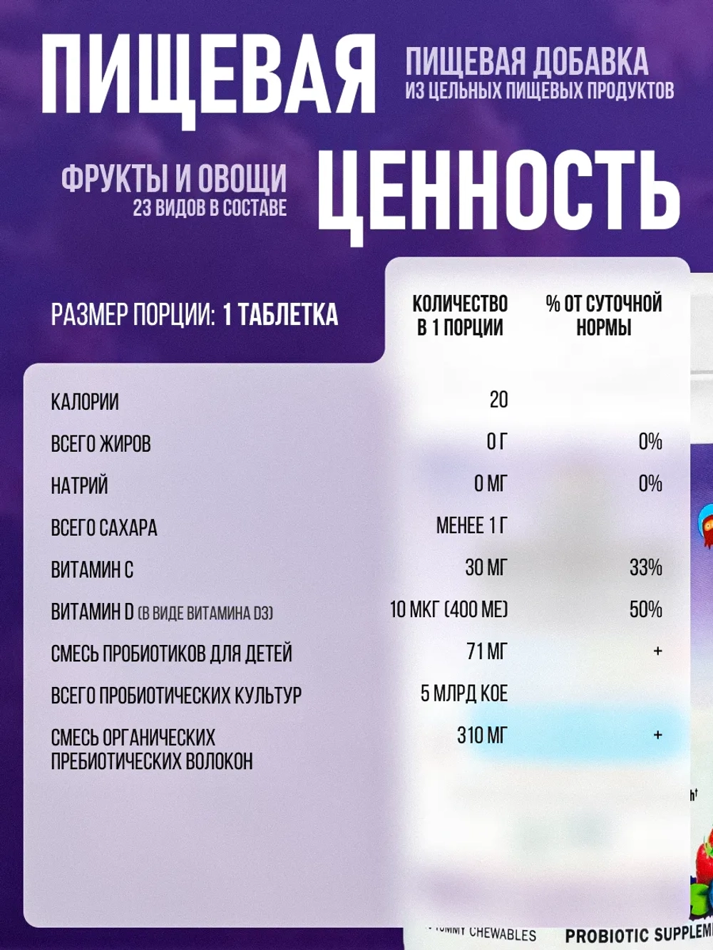 Dr. Formulated Пробиотик 5 млрд ягоды 30 таблеток