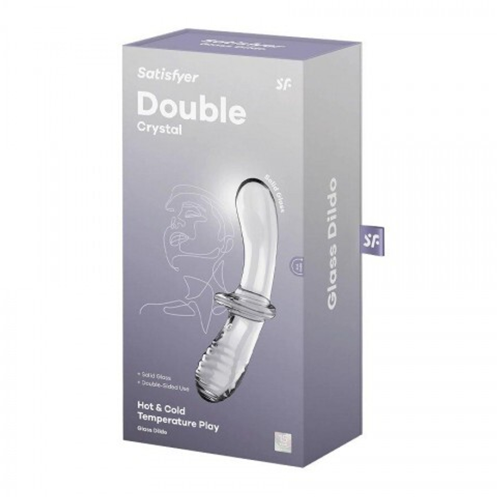 Стеклянный фаллоимитатор Satisfyer Double Crystal (20×5,5 см) прозрачный