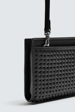 ZARA ПЛЕТЕНЫЙ КЛАТЧ XL, ЧЕРНЫЙ