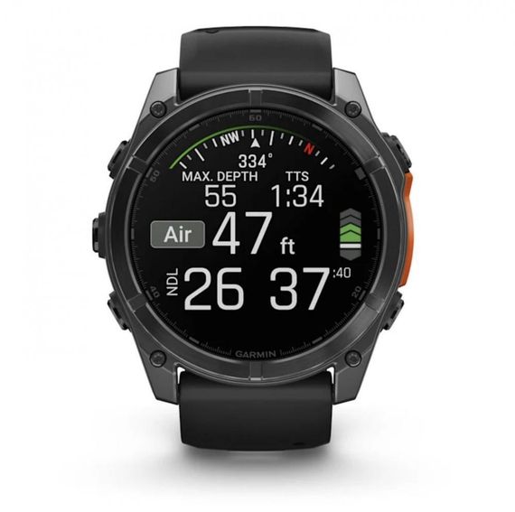 Умные часы Garmin Fenix 8, 51 мм, AMOLED, серый, черный силиконовый ремешок