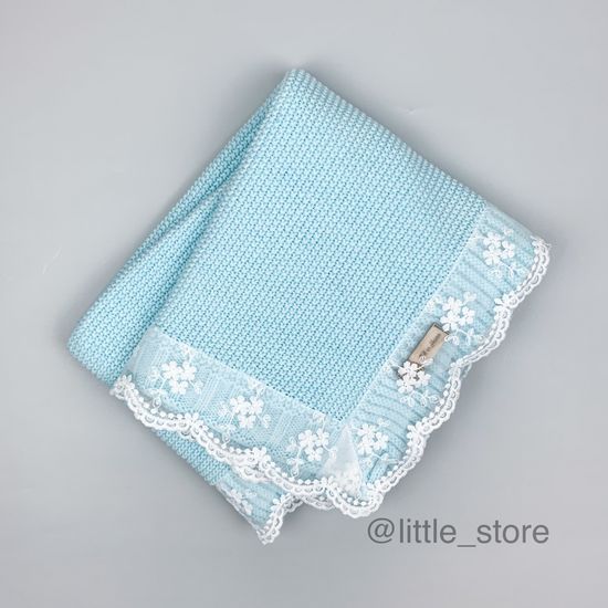 Плед Simple с кружевом мятный