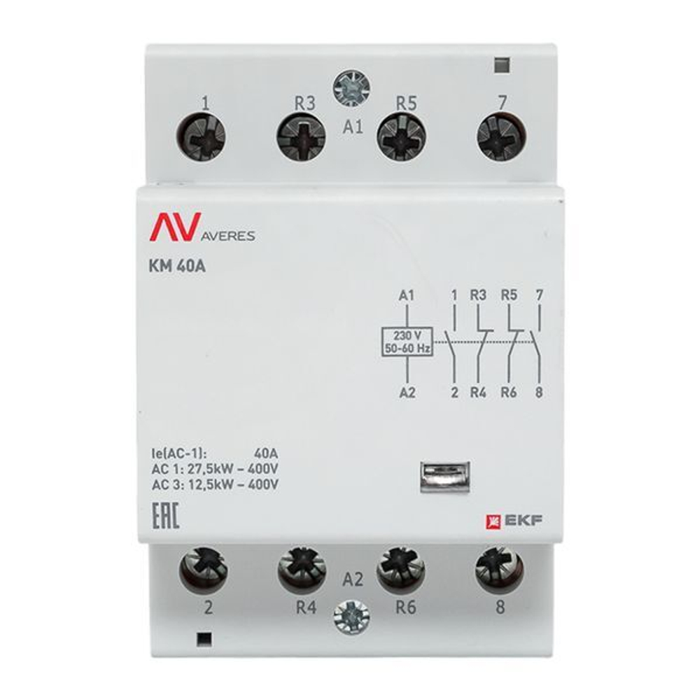 Контактор модульный EKF km-av-3-40-22-230V