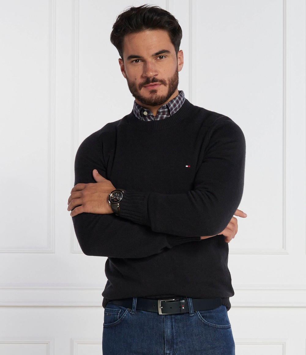 Хлопковый свитер multi htr merino crew neck Tommy Hilfiger - черный(MW0MW33100)