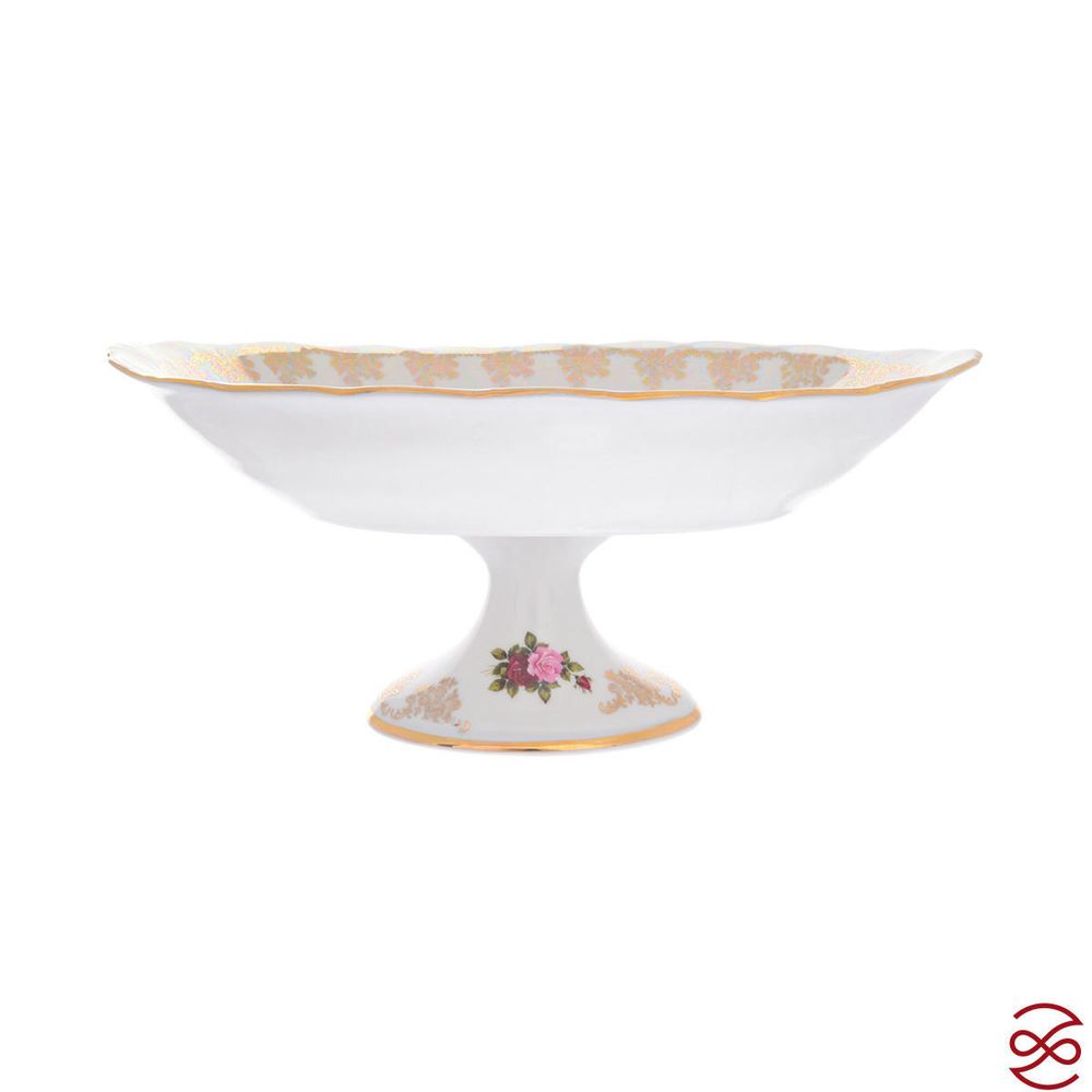 Блюдо для хлеба на ноге Queen's Crown Роза перламутр 35 см