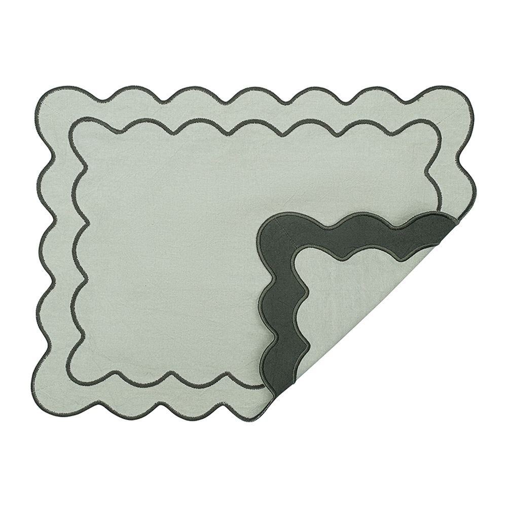 Салфетка под приборы с контрастным кантом зеленого цвета из коллекции Trendy Ruffles, 35х45 см