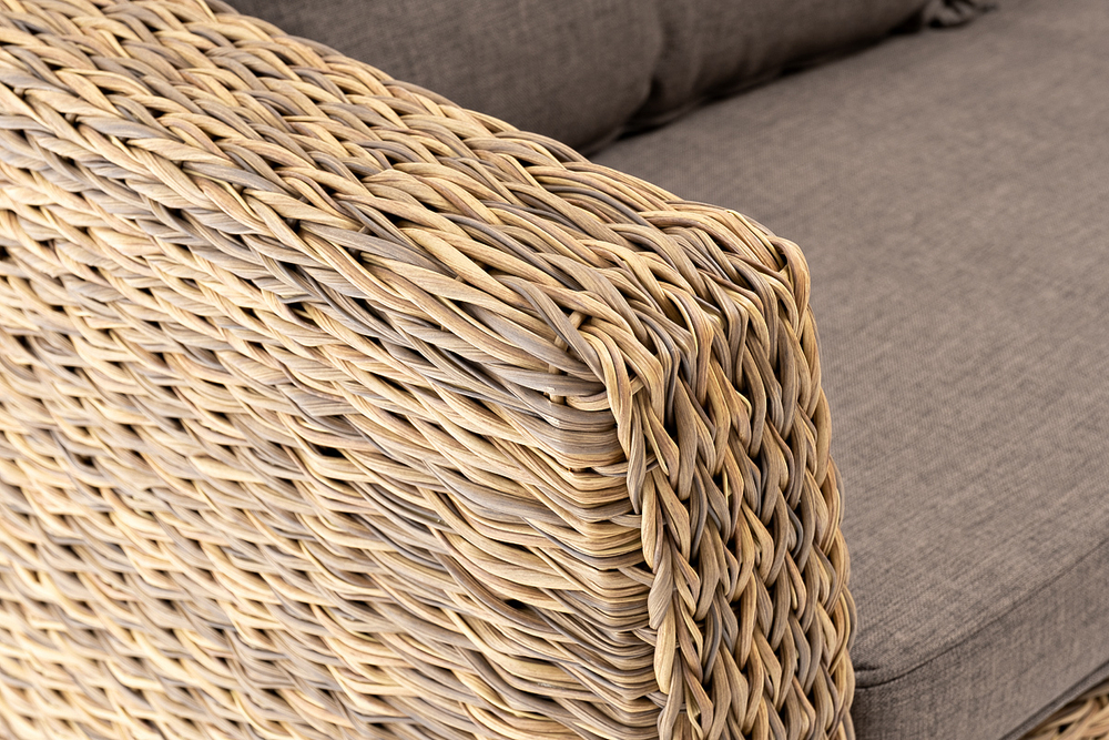 "Капучино" диван из искусственного ротанга (гиацинт) двухместный, цвет соломенный