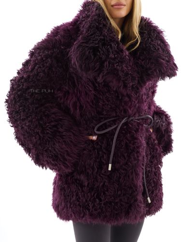 Бордовая шуба из овчины калган