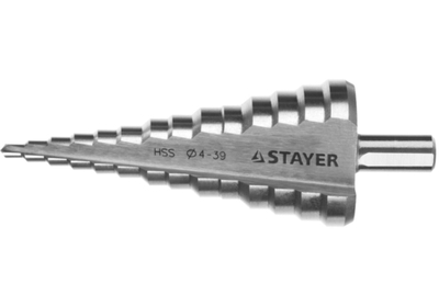 STAYER 4-39 мм, 14 ступеней, сталь HSS, ступенчатое сверло (29660-4-39-14)