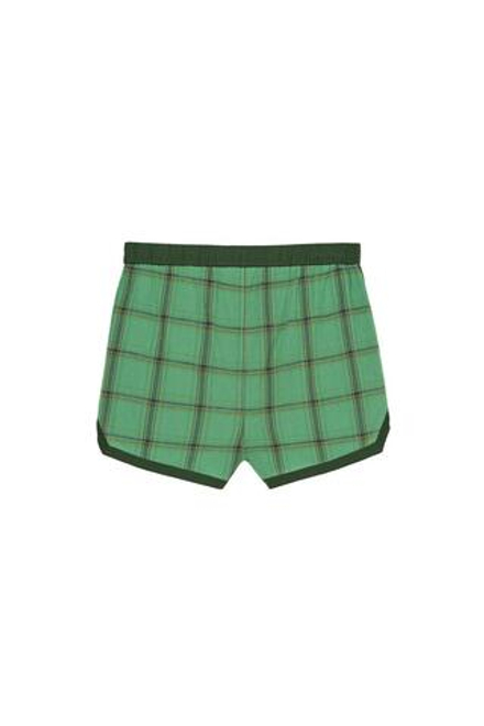 ZARA X BENITO ANTONIO ШОРТЫ-БЕРМУДЫ С КОНТРАСТНОЙ КЛЕТЧАТОЙ ОТДЕЛКОЙ, ЗЕЛЕНЫЙ