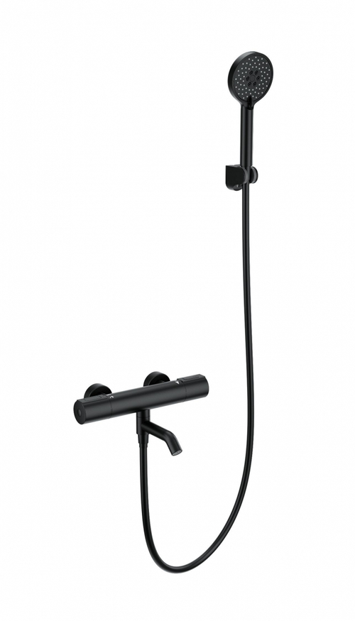 Смеситель для ванны с душем и термостатом WONZON & WOGHAND INN 2, Черный матовый (WW-A2006-A1-MB)