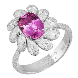 Кольцо с Розовым Сапфиром и Бриллиантами, R0119-1/1