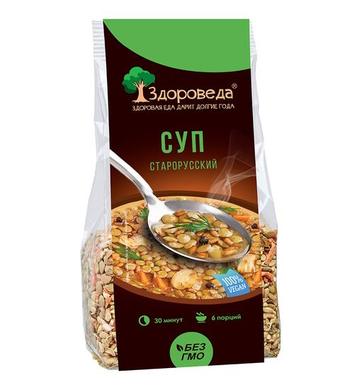 Суп старорусский из полбы и зеленой чечевицы "Здороведа", 250г.