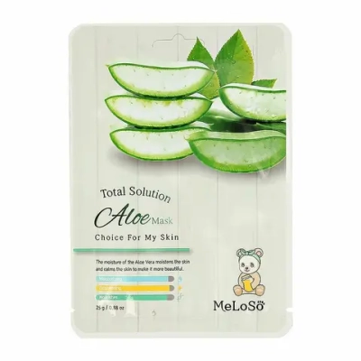 Meloso Mask Total Solution Aloe Маска для лица тканевая с экстрактом листьев алоэ, 25 гр (до 12.10.28)