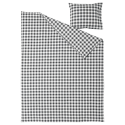 IKEA EKTANDVINGE  (ИКЕА ЕКТАНДВИНГЕ)  -  Пододеяльник и наволочка, антрацитово-белый/чешуйчатый, 150x200/50x60 см