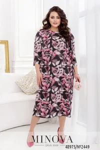 Платье 2449-черный-сиреневый Minova