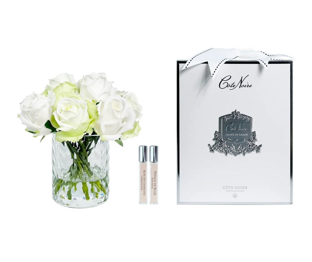 Букет роз ароматизированный и 2 спрея по 10мл Cote Noire Herringbone Clear белый/зеленый