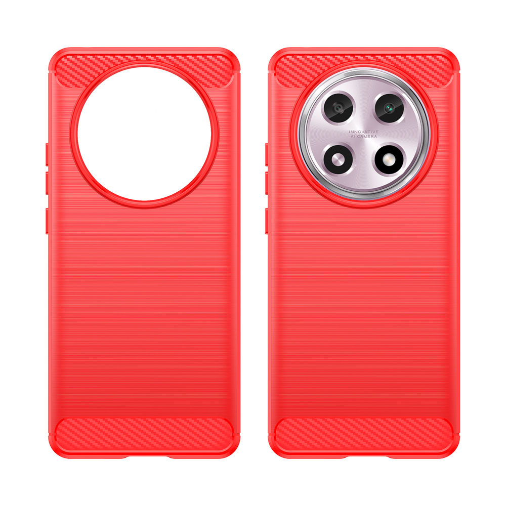 Мягкий чехол красного цвета в стиле карбон для OPPO A2 Pro, серия Carbon (дизайн в стиле карбон) от Caseport