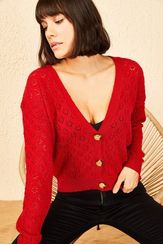 Qadın üçün düyməli, toxunma, qırmızı jaket 20011002