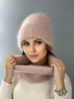 комплект шапка с шарфом- снуд зимний вязаный