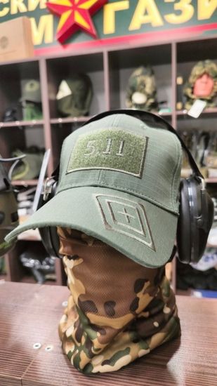 [M] Бейсболка 5.11 Tactical с символикой «зелёный крест» (олива)