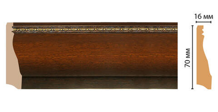 Плинтус напольный дюрополимер под дерево D193-51 70×16×2400 мм DecoMaster