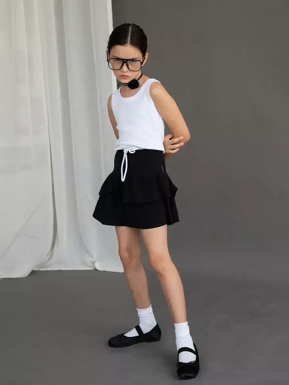 Черные юбка-шорты спортивная для девочки