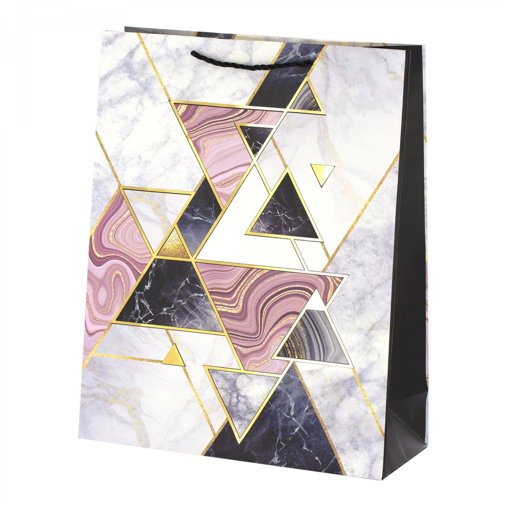 Пакет подарочный бумажный Alingar, (XL) 31х40х12 см, вертикальный, "Геометрия", матов. ламинация, тиснение, ассорти