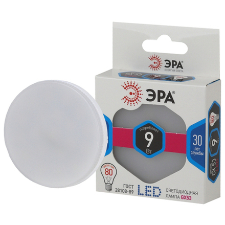 Лампочка светодиодная ЭРА STD LED GX-9W-840-GX53 GX53 9Вт таблетка нейтральный белый свет