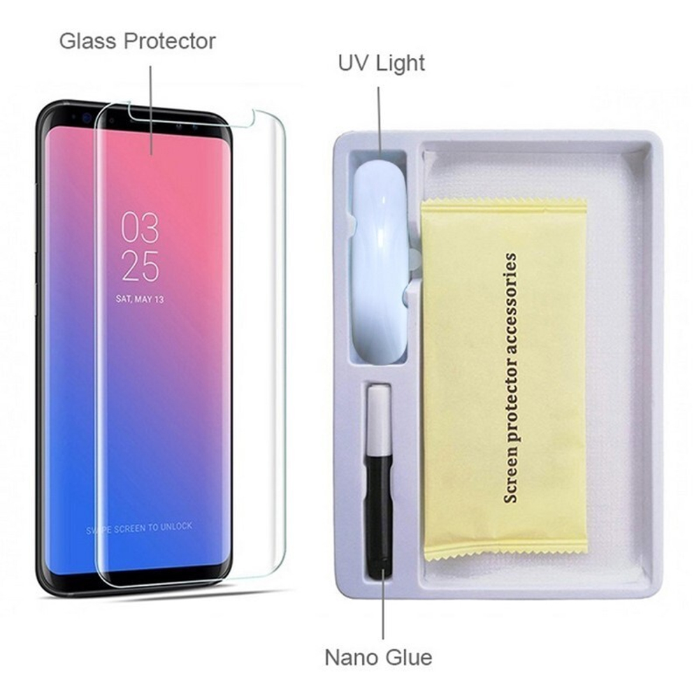 Защитное стекло Samsung S10+ (черный) ультрафиолет